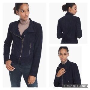 WHBM Women's Navy Suede Jacket - small